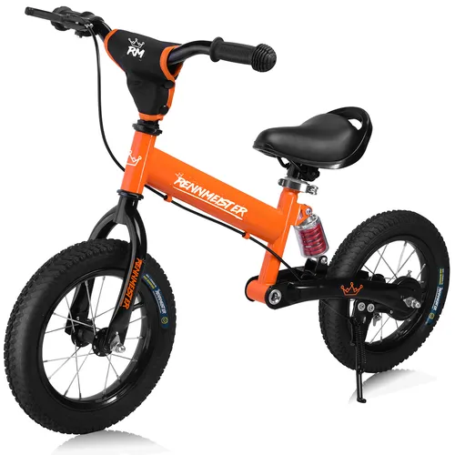 DeubaXXL DE Kinderlaufrad Orange 107167 - Das RENNMEISTER® Kinderlaufrad für ab 3 Jahren begeistert mit Antishock-Federung und rutschfesten Gummigriffen. Perfekt für sicheren Fahrspaß und mitwachsend durch verstellbare Sitz- und Lenkerhöhe!
