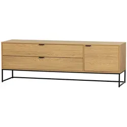 TV-Board Silas aus Eiche 180 cm, Natur - TV-Halterungen und Möbelstück in einem, bietet stilvolle Aufbewahrung für Ihre Multimedia-Geräte und sorgt für Ordnung im Wohnzimmer.