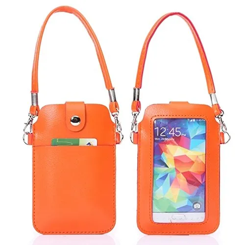 YLH Universal Leder Handy Tasche Tasche mit Fullscreen Touch for iPhone 6 & 5 / Samsung S7 / S6 / S5 / G900 / i9500 / i9300 / i9250 / i8750. (Color : Orange)