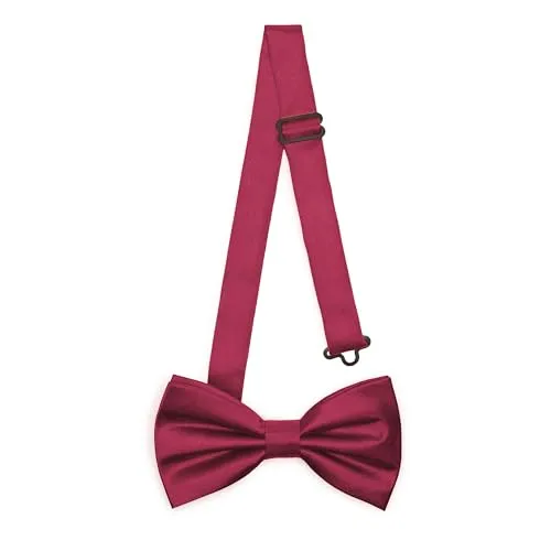 Ladeheid Elegante Herren Fliege - Hochwertig, Glänzend, Verstellbar, Perfekt für Hochzeit, Party, Büro. Ideal für Männer, Frauen, Teenager BMS (12cm x 6cm, Weinrot)