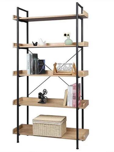 Woltu Bücherregal mit 5 Ablagen - Helleiche 91x30x173cm - Bücherschränke mit 5 festen Ablagen, ideal für Ordnung und Stil in jedem Raum. Einfache Selbstmontage und elegante helleiche Optik.