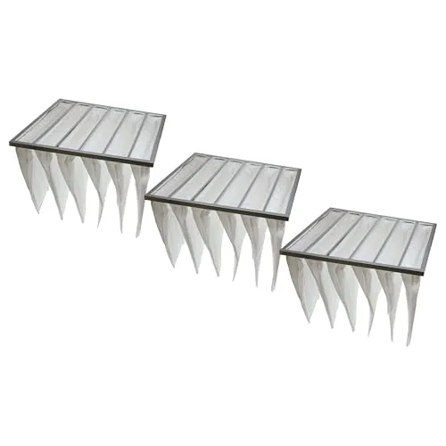 vhbw 3x Taschenfilter für Klima- und Lüftungsanlagen - Filter G4, 59,2 x 59,2 x 36 cm, Weiß