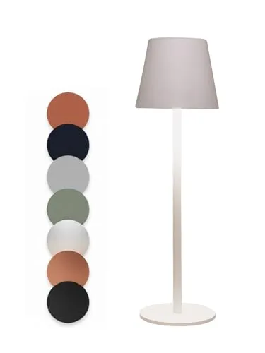Coen Bakker LED Akku Tischlampe stufenlos dimmbar mit Touch IP44 3 Lichtfarben für Innen & Außen 36,5x11 cm Tischleuchte Glatt Groß, Farbe:Weiß