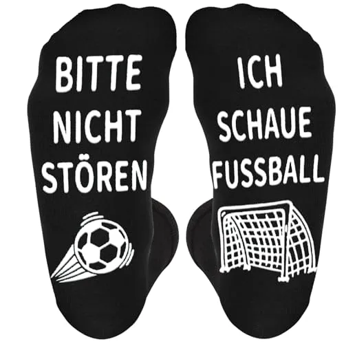 Kirodo Fußball Geschenke für Männer Lustige Socken mit Spruch Bitte Nicht Stören Ich Schaue Fußball Fussball Geschenke Jungen Kinder Fanartikel Geburtstag Vatertag Weihnachten Geschenke (Schwarz)