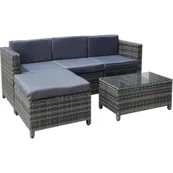 Mucola Gartenlounge-Set - Elegantes Polyrattan Lounge Gartensofa Set in Grau - Garten-Lounge-Set für stilvolle Entspannung im Freien. Hochwertiges Polyrattan mit wasserabweisenden Kissen für maximalen Komfort. Flexibel kombinierbar und ideal für Gartenpartys oder entspannte Abende.