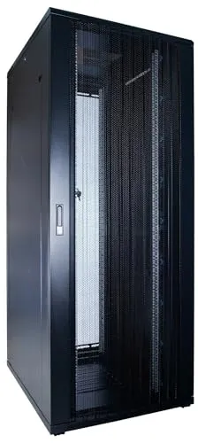 DSIT 47HE 19 Zoll Serverschrank - Schwarz - Robuster 47 HE Netzwerkschrank mit perforierter Fronttür, ideal für optimale Kühlung und Sicherheit Ihrer Netzwerkgeräte. Inklusive Käfigmuttern und abschließbaren Seitenwänden.