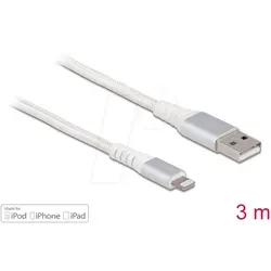 DELOCK 83003 - Sync- & Ladekabel, USB-A -> Lightning�TM Stecker, 3 m, weiß