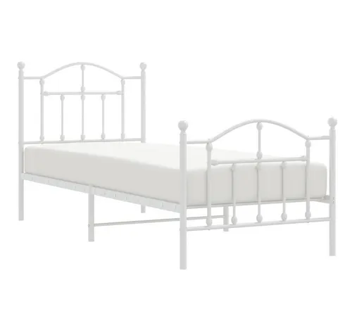 vidaXL Bettgestell Metall Weiß 80x200 cm mit Kopf- und Fußteil - Robustes Bettgestell aus pulverbeschichtetem Stahl, ideal für Stabilität und Unterstützung, mit praktischem Stauraum unter dem Bett – perfekt für dein Schlafzimmer!