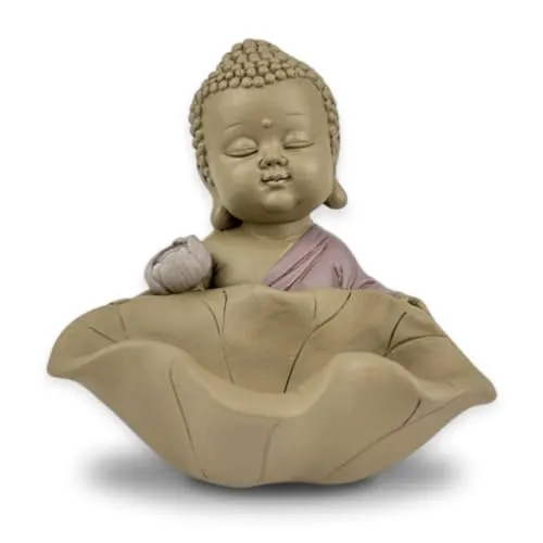 Statue Buddha Baby Prior vor Lotus - Zen-Atmosphäre in Ihrem heiligen Raum - wunderschöne Figur als Glücksbringer - H 10.5 cm - Zen'Light