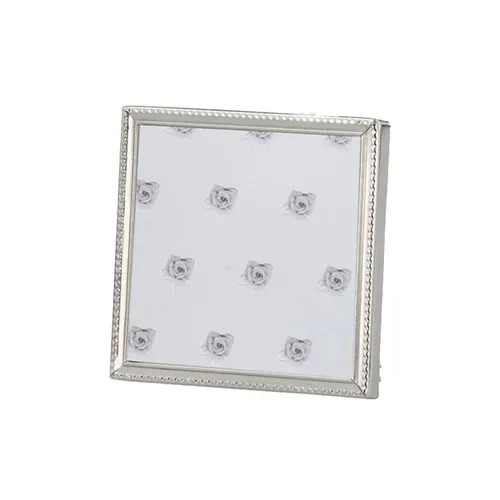 quadratischer Fotorrahmen 12x12 cm Perlrand versilbert mit Samtrücken