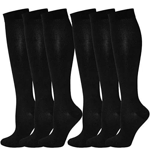 Paar Kompressionsstrümpfe Kniestrümpfe Stützstrümpfe Laufsocken für Damen & Herren, Sport, Laufen, Flug, Reisen, Schwangerschaft, Medizinische Kompressionssocken (M, Schwarz) 6
