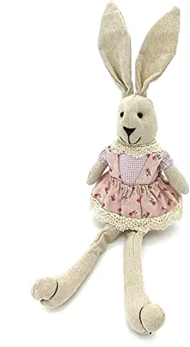 heimtexland ® Kantenhocker Osterhase Tilda Stoff Hase Landhaus Dekoration Ostern 40 cm Rosa Typ740