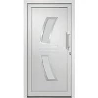 vidaXL Haustür Weiß 108x200 cm - Elegante Haustür in Weiß, 108 x 200 cm, mit 3D-verstellbaren Scharnieren und hochwertiger Isolierverglasung für optimale Sicherheit und Wärmeschutz.