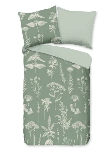 good morning Wendebettwäsche Herbs, 2-teilig, Biber, 155x220 - Bettwäsche-Set aus 100% Baumwolle/Flanell (Biber), warm und weich, mit praktischen Reißverschlüssen. Ideal für gemütliche Nächte in stilvollem Design.