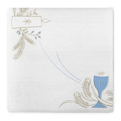 Mank Airlaid-Servietten 40x40 cm | Premium Einweg-Serviette | textilähnlich und saugstark | Kommunion/Konfirmation | 50 Stück | Holz (Blau-Grau)