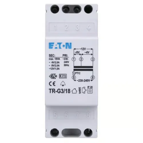 EATON Transformator TR-G3/18 4/8/12V 50Hz 2-2-1,5A 2TE