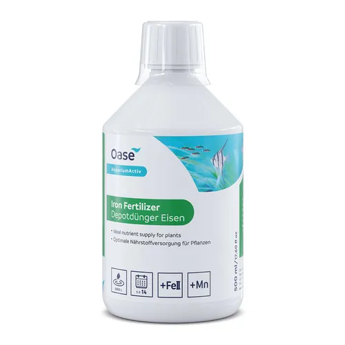 Oase Depotdünger Eisen 500 ml - Wasserpflanzen-Dünger für gesundes und kräftiges Pflanzenwachstum in Süßwasser-Aquarien, ideal für Aquarien bis 5000 L.