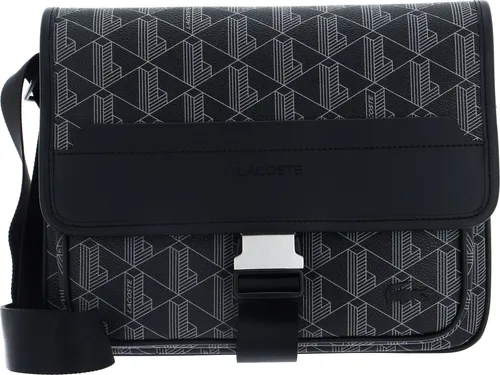 LACOSTE Messenger Bag Monogram Noir Gris - Stylische Umhängetasche aus hochwertigem Kunstleder mit geräumigem Hauptfach und verstellbarem Schultergurt. Perfekt für den Alltag und ideal für die Organisation Ihrer Essentials.
