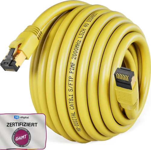 HB-DIGITAL Patchkabel CAT 8 LAN Kabel - Kategorie: Kabel. Mit einer beeindruckenden Frequenz von 2000MHz und einer Datenübertragung von bis zu 40Gbps sorgt dieses CAT 8.1 Netzwerkkabel für blitzschnelle Internetverbindungen.