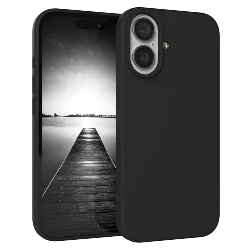 EAZY CASE Premium Silikon Hülle für iPhone 17 - Handyhülle, Stoßfest, Schutzhülle mit Kameraschutz, Kratzfester weicher Mikrofaser-Innenfutter, Slim Liquid Silikon Cover Case Bumper - Schwarz