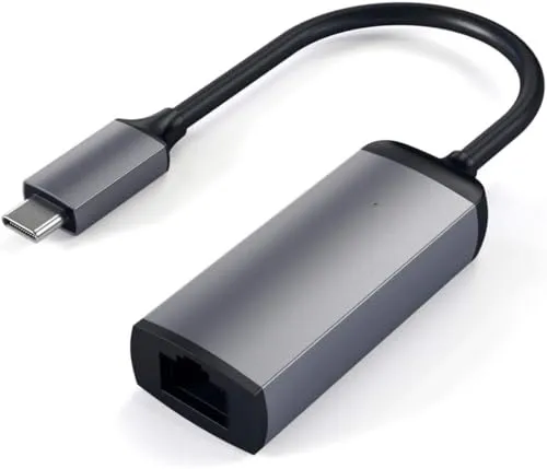 Satechi USB-C Adapter ST-TCENM - WLAN-Zubehör für High-Performance Gigabit Ethernet Verbindung, ideal für schnelles Streaming und Gaming, modernes Aluminium Gehäuse, perfekt für unterwegs.