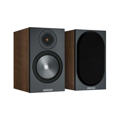Monitor Audio Bronze 50 - Regal-Lautsprecher, beeindruckender Klang und elegantes Walnuss-Finish für Technik-Freaks und Ästheten