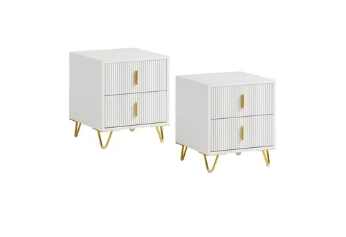 SoBuy Nachttisch FBT115, 2er Set mit 2 Schubladen - Praktisches Nachttisch-Set in Weiß/Schwarz, ideal für jedes Schlafzimmer. Mit 2 Schubladen bietet es ausreichend Stauraum und überzeugt durch sein modernes Design.