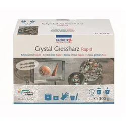 Crystal Gießharz Rapid, 300g – Glasklares Epoxy für Schmuck und Deko - Crystal Gießharz Rapid: Ideal für kreative Projekte mit Silikonformen. Erzeugt glasklare Designs und ist einfach zu verarbeiten. Perfekt für individuelle Schmuckstücke und Dekoobjekte mit einzigartigen Effekten.