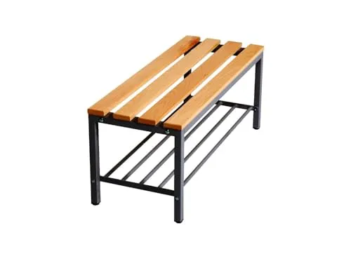 furni24 Bank Umkleidebank, Sitzbank für Umkleideräume mit Schuhrost BxHxT: 100x42x40 cm, Umkleidesitzbank, Umkleidebank, Garderobenbank, Sportbank, Bank mit Echtholz für Fitnessstudio