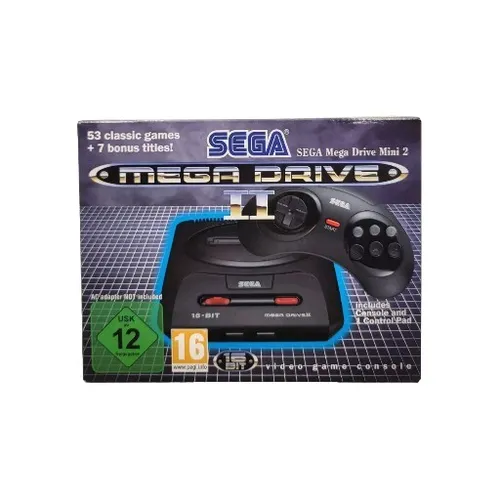 Sega Mega Drive Mini 2 Konsole mit 8 Button Zusatzcontroller - Konsolen-Klassiker im Mini-Format, inklusive Wi-Fi-Fähigkeit und 720p HD-Auflösung für nostalgisches Gaming-Erlebnis.