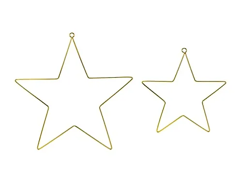 PartyDeco Stern Deko Metall zum Aufhängen 20cm / 28cm Gold 2er Set - Weihnachtsdekoration Bastelzubehör