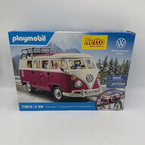 PLAYMOBIL Volkswagen VW T1 Camping Bus NETTO Winter Edition II - Freizeit - Originalverpackter Spielzeugbus für kreative Abenteuer, ideal für Kinder und Sammler ab 5 Jahren.
