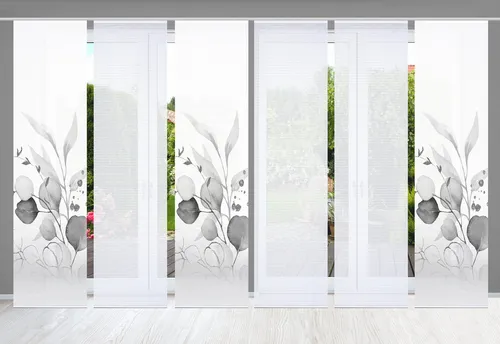 HOME in green Schiebevorhang grau - Gardinen & Vorhänge – Hochwertiger Schiebevorhang aus Synthetik, Maße: 60x245 cm, ideal für stilvolle Raumgestaltung.