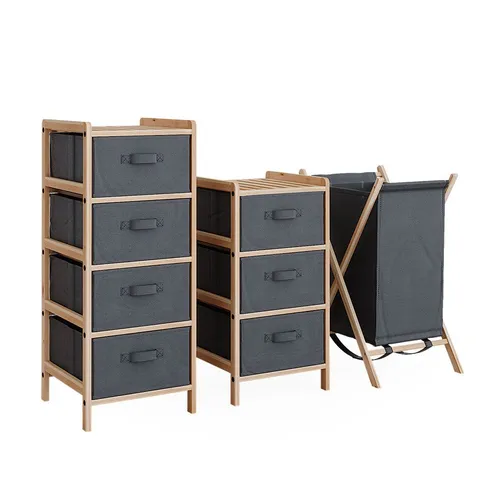 Vicco Badmöbel-Set Bruno, Grau/Holz, 3 Teile von Vicco