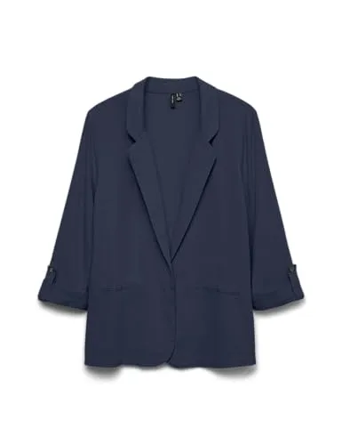 Vero Moda Kurzblazer VMJESMILO 3/4 LOOSE BLAZER - Stylischer Business-Blazer in Navy mit 3/4-Ärmeln und hochwertigem Leinenanteil für einen eleganten Look im Büro.