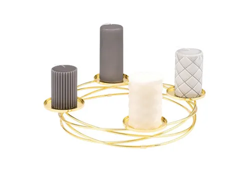 bremermann Kerzenhalter in Kranzform - Nussknacker Kerzenständer in elegantem Design für 4 Stumpenkerzen bis 8,5 cm Durchmesser. Perfekt für festliche Anlässe und als ganzjähriges Dekorationsobjekt.