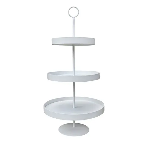 Grafelstein Etagere LENJA - 3-stöckige Metalletagere in Weiß - Moderne Etagere aus Metall, ideal für elegante Präsentationen, ca. 30 x 30 x 60 cm, perfekt für Partys oder als Dekoration.