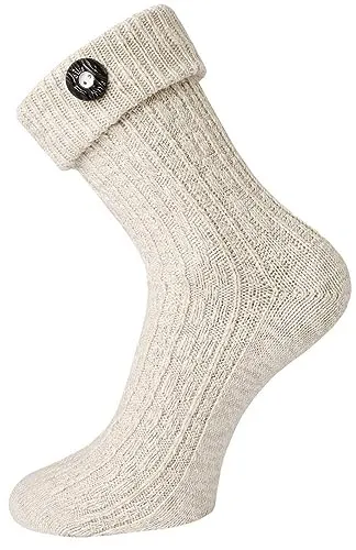 TippTexx 24 2 Paar Trachtensocken mit angenähten Trachten-Knopf mit Anti-Loch-Garantie (as3, numeric, numeric_39, numeric_42, regular, regular, Natur, 39-42)