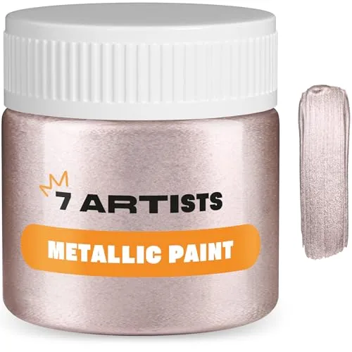 Artists Acrylfarbe Rosegold Metallic 50 ml – Professionelle Rosa Acrylfarbe mit Glitzer Effekt für Basteln & Malen | Glitzerfarbe für Holz, Leinwand, Ton & Stein | Acrylfarben Metallic Einzeln 7