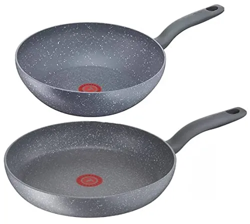 Tefal G13410 Cook Healthy Pfannenset Induktion - Wok 28cm & Pfanne 30cm - Hohe Qualität: Das Tefal Cook Healthy Pfannenset umfasst einen Wok und eine Pfanne, beide mit langlebiger Antihaftbeschichtung und für alle Herdarten geeignet. Ideal für vielfältige Gerichte, pflegeleicht und spülmaschinenfest.