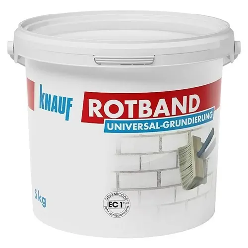 Knauf Rotband Universalgrundierung 5 kg - Vielseitige Grundierung für Innenräume - Mörtel, Putz, Zement & Gips - Ideal für Wände und Decken, sorgt für optimale Haftung und gleichmäßige Farbaufnahme.
