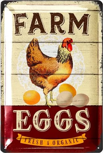 LANOLU Retro Blechschild Hühnerstall-Regeln, Bauerngarten Deko, Hühner Schild, Geschenk für Hühnerliebhaber, Lustige Hühner Geschenke, Hühnerstall Zubehör, 20x30cm