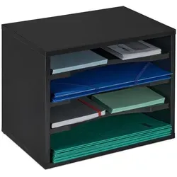 Dokumentenablage Büro Organizer - Schreibtischablage mit 4 Fächern - Praktische Ablagesysteme in Schwarz, ideal für eine ordentliche Büroorganisation mit 4 Fächern für Dokumente und Unterlagen.
