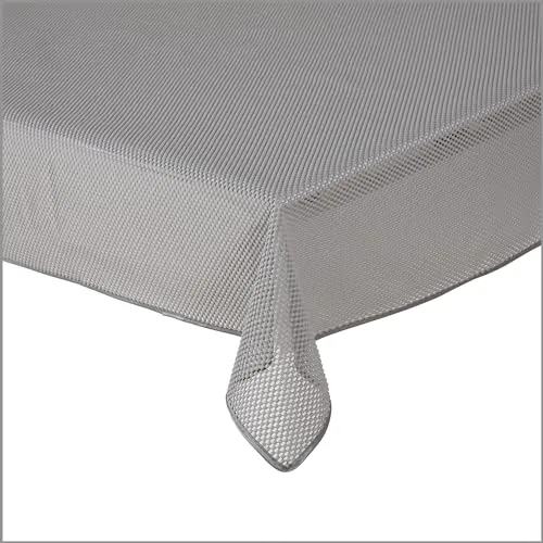 Tischdecke Gartentischdecke Karo Hellgrau 110x140 cm Outdoor Weichschaum PVC rechteckig Terrasse Garten rutschfest wetterfest