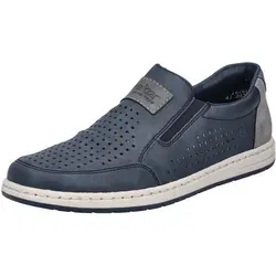 Rieker Slipper - Komfortabler Slip-on Sneaker in Blau/Grau - Herren-Slipper mit Gummizug für optimalen Sitz, gepolsterte Innensohle und leicht profilierte Sohle für hohen Tragekomfort. Ideal für lässige Anlässe.