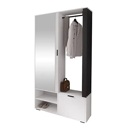 MIRJAN24 Garderobe-Set Milo mit Spiegel und Kleiderstange - Stilvolle Flurgarderobe im Loft Stil mit flexibler Aufstellung, inklusive Spiegel und praktischer Kleiderstange. Ideal für moderne Eingangsbereiche.