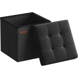 SONGMICS 30 cm Sitzbank mit Stauraum, klappbare Sitztruhe, Aufbewahrungsbox, Fußbank, basisschwarz - Schwarz