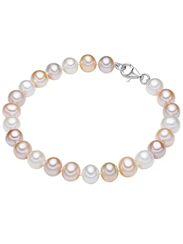 Valero Pearls Perlenarmband silber mit Süßwasser-Zuchtperlen - Elegantes Perlenarmband aus Sterling Silber mit handgeknüpften Knoten für optimalen Schutz. Hochwertige Süßwasser-Zuchtperlen in harmonischen Farben sorgen für einen strahlenden Look.