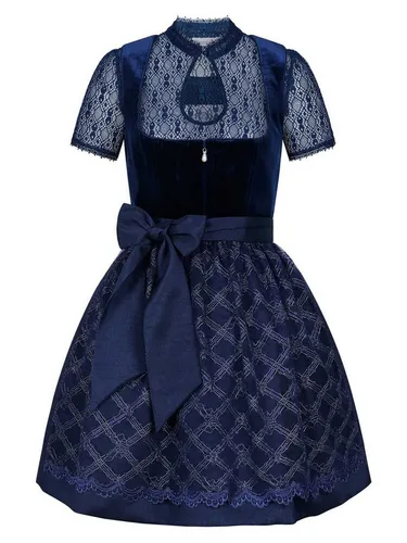 Steigenhöfer Manufaktur Dirndl Damen im Set - Franziska - Vollständiges Oktoberfest Outfit (Komplettes Dirndl Set, Das Set beinhaltet Kleid, Bluse und Schürze) Midi Dirndl - 60cm Rock - Feine Samtoptik und Perlenapplikation