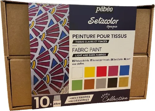 Pebeo Setacolor Opak Sammlung Set 10x 45ml Farben Für Stoff Textil 758481